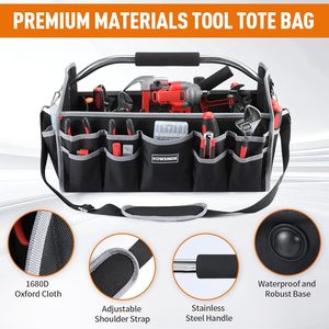 Kowsinde 18インチ電気技師ツールバッグ26ポケット取り外し可能ショルダーストラップスチールハンドルオープントップ多くの工具を保持 - Product Image 3