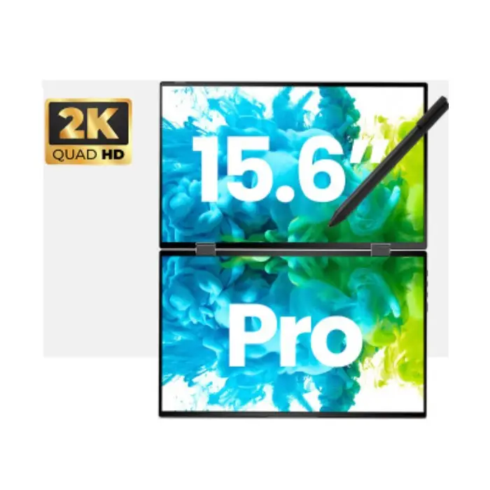 2K QHD Laptop monitor extensor Dual Views Monitor portátil com 360 dgrees design dobrável para Editor, Analista de Equidade