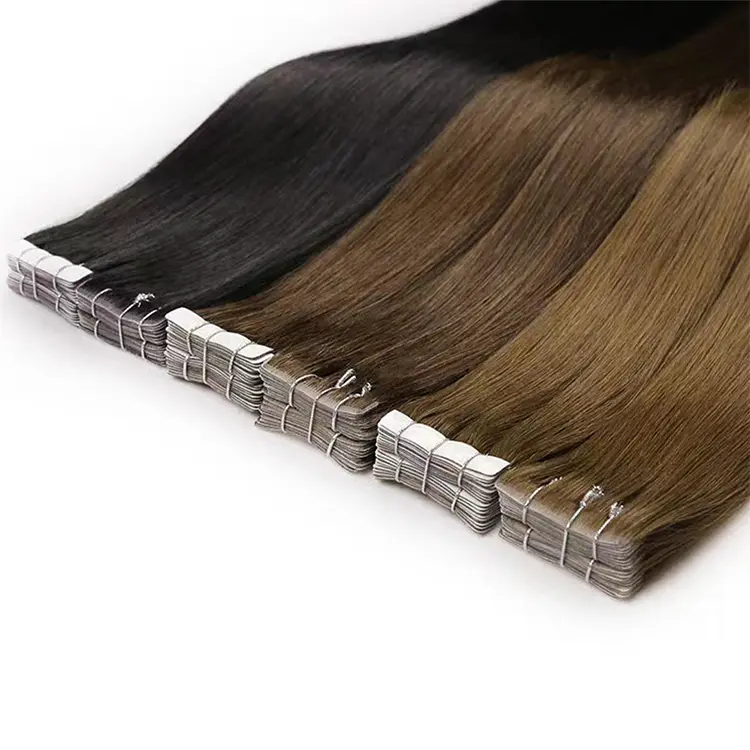 Fita de extensão de cabelo, venda no atacado 12a upgrade virgin 100 cabelo humano dupla desenhado extensões de cabelo remy natural