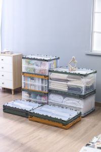 プラスチック製折りたたみ式収納コンテナ収納ボックスセット収納ボックス & ビン長方形モダン多機能 - Product Image 6
