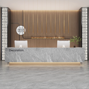 现代风格独特设计定制办公接待柜台实心表面柜台接待台 - Product Image 2