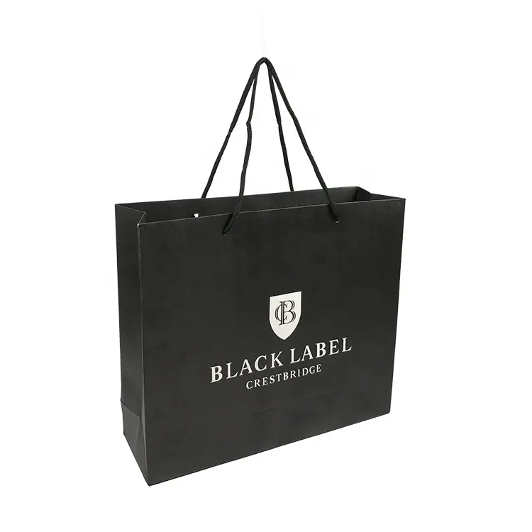 Индивидуальные бумажные пакеты для одежды, многоразовые подарочные пакеты большой емкости, перерабатываемые экологически чистые черные бумажные пакеты