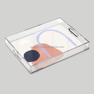 透明亚克力托盘矩形亚克力托盘，带纸插件 - Product Image 5