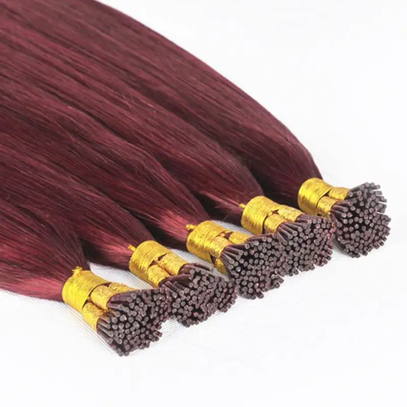 Extensions russes noires Nano Silicone Micro anneau 100 de kératine naturelle pour le collage indien remy Beauty Glu I Tip Hair