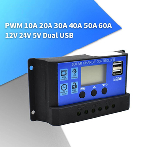60A/50A/40A/30A/20A/10A Controller per caricabatterie solare 12V 24V Controller per Auto PWM Display LCD 5V Controller di uscita doppia USB - Product Image 1