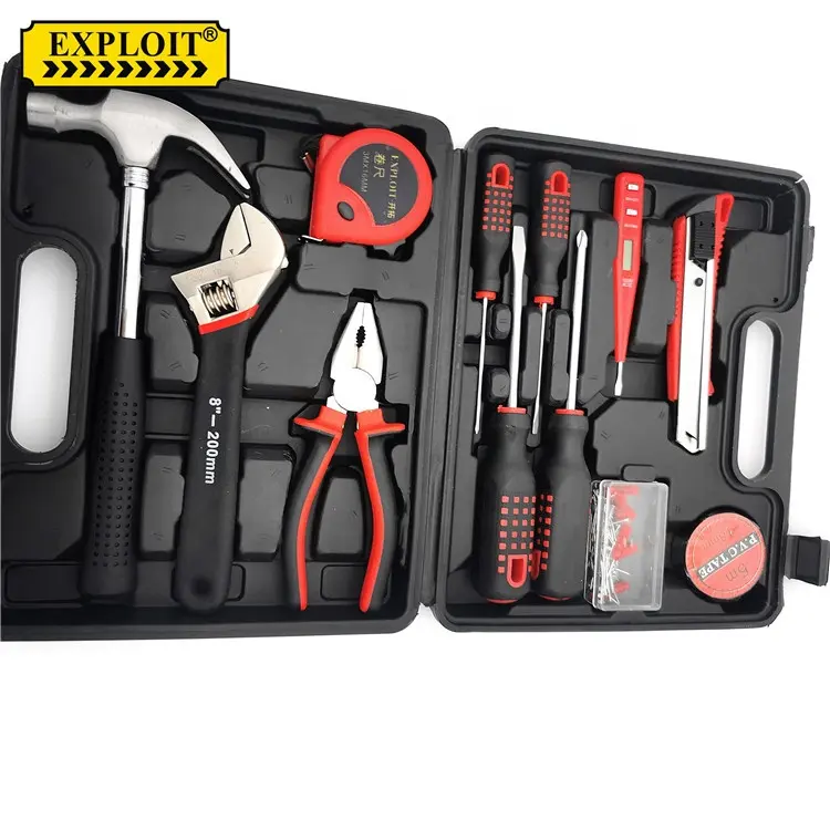 Combinação baratos Caixas De Ferramentas De Metal Portátil Auto Car Repair Kit 12PCS Alicate Alicate Chave de Fenda chave de Fenda Conjunto de Ferramentas Caixa