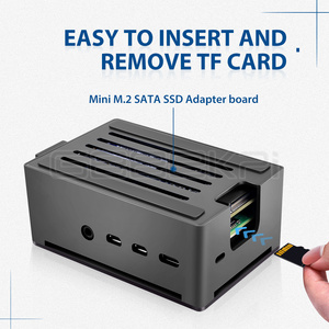 GeeekPi carcasa de ladrillo de aluminio carcasa negra con M.2 SATA SSD Velocidad Ajustable 3510 ventilador de refrigeración para Raspberry Pi 4 modelo B - Product Image 5