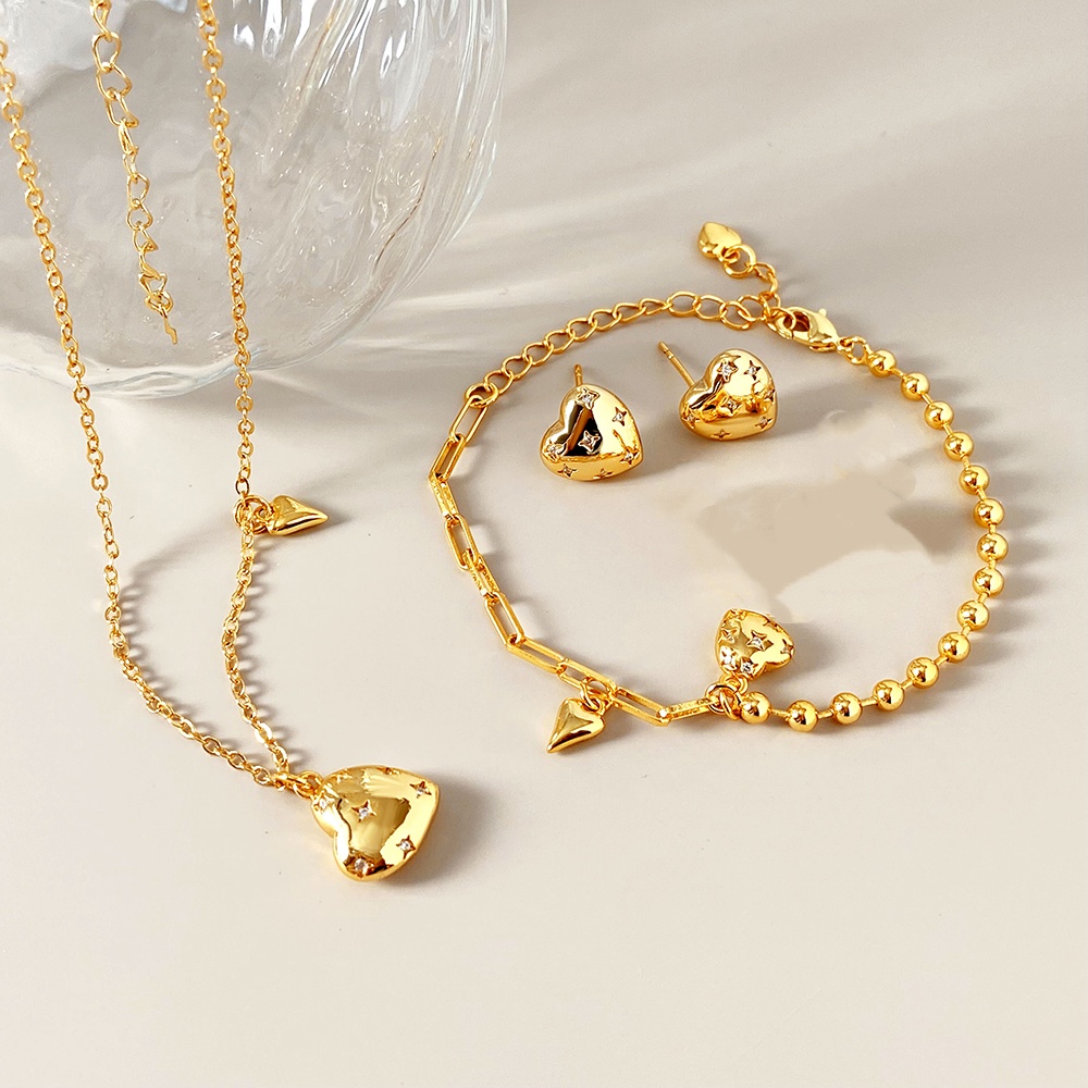Ensemble Or (boucles d'oreilles + collier + bracelet)