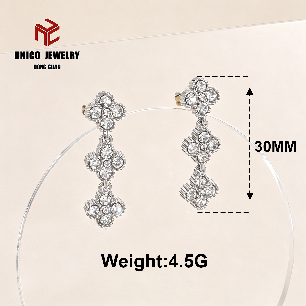 Boucles d'oreilles trèfle à quatre feuilles dorées-2