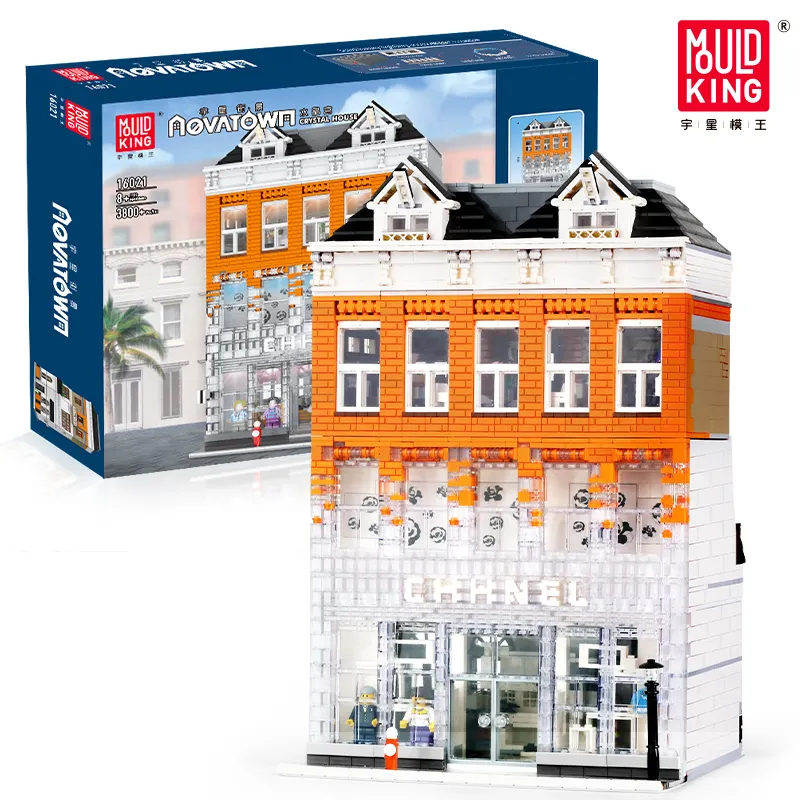 Mold King 16021 Crystal House Brain Toy 2021 Anak Legoi Blok Bangunan Pemandangan Jalan Kota Set Mainan untuk Pendidikan Anak