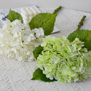 Y-H181 Chất Lượng Cao Nhân Tạo Hoa Tú Cầu Bất Cảm Ứng Cao Su Tú Cầu Lớn Đầu Màu Xanh Lá Cây Trắng Cao Su Hoa Tú Cầu Đám Cưới Hoa - Product Image 2