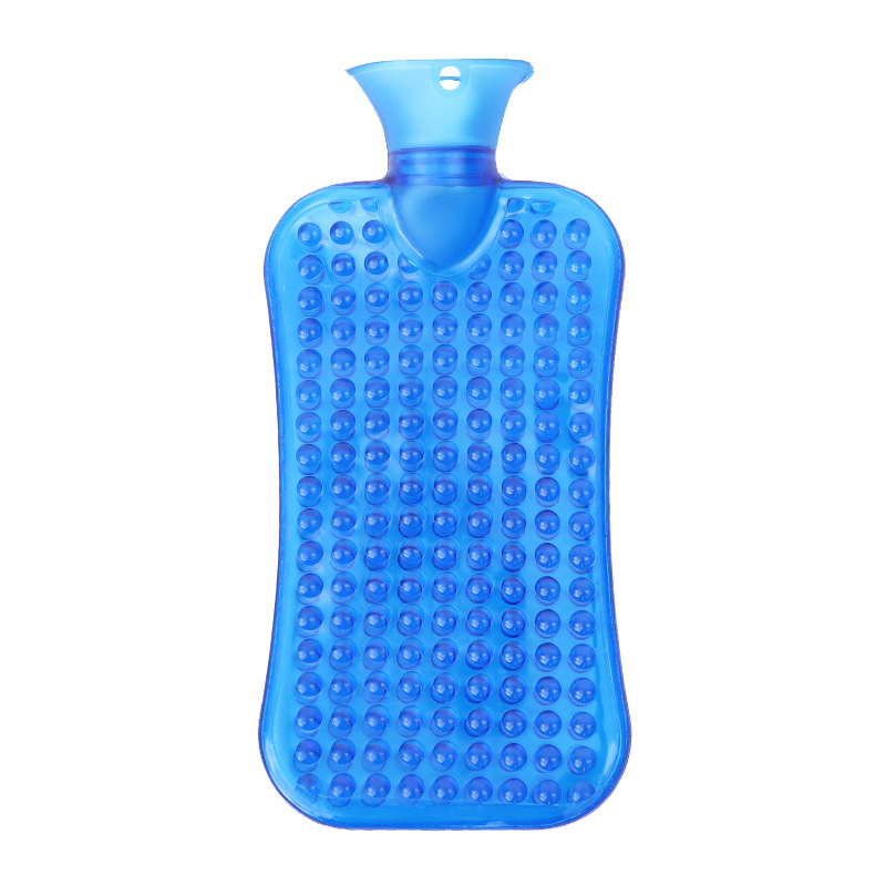 Bouillotte en PVC bleu moucheté, 2L (37x17cm)