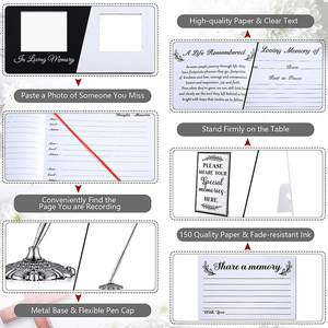 Black Cover Memorial Service Custom Guest Book <strong>Memory</strong> Funeral Guest Book WIth Pen - Product Image 2