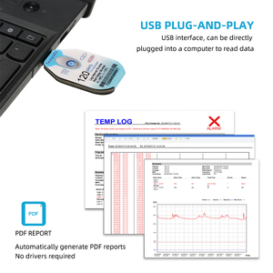 Registrador de datos de temperatura USB PDF de 120 días-Monitoreo de cadena de frío con alarma e informe automático 42.000 datos grabables - Product Image 3