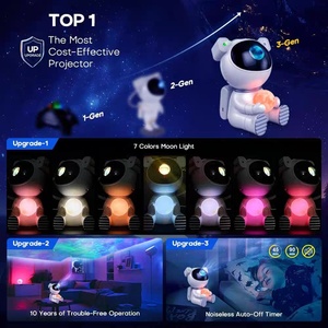 Astronot atmosfer lamba LED ışık kaynak gece lambası Robot oturma duruş sarılma ay yıldızlı gökyüzü projeksiyon masa lambası çocuklar - Product Image 5