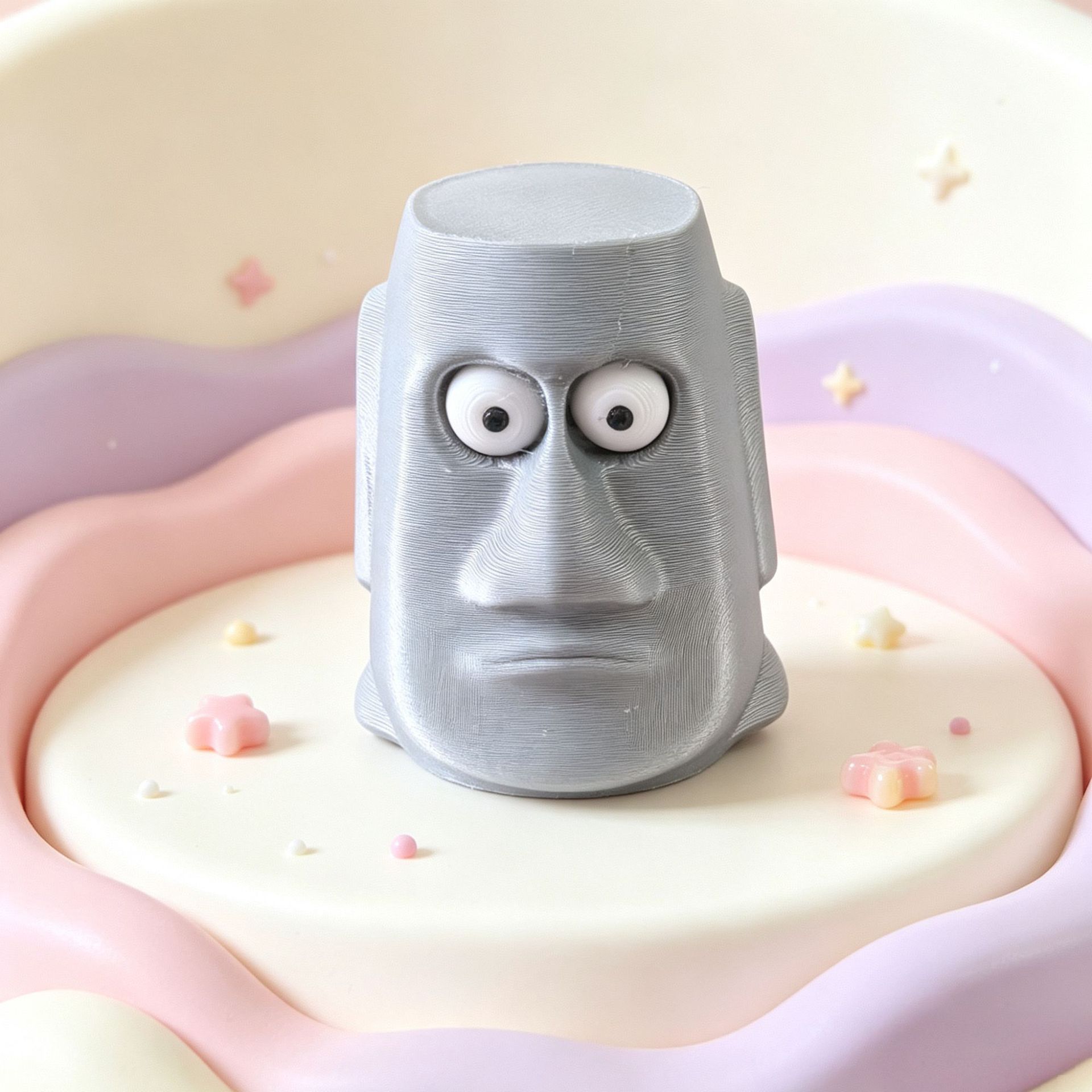 Estatua de piedra 3D con mirada fija - 55 cm - 16 g