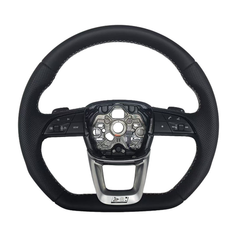 Cuir lisse perforé + coutures blanches