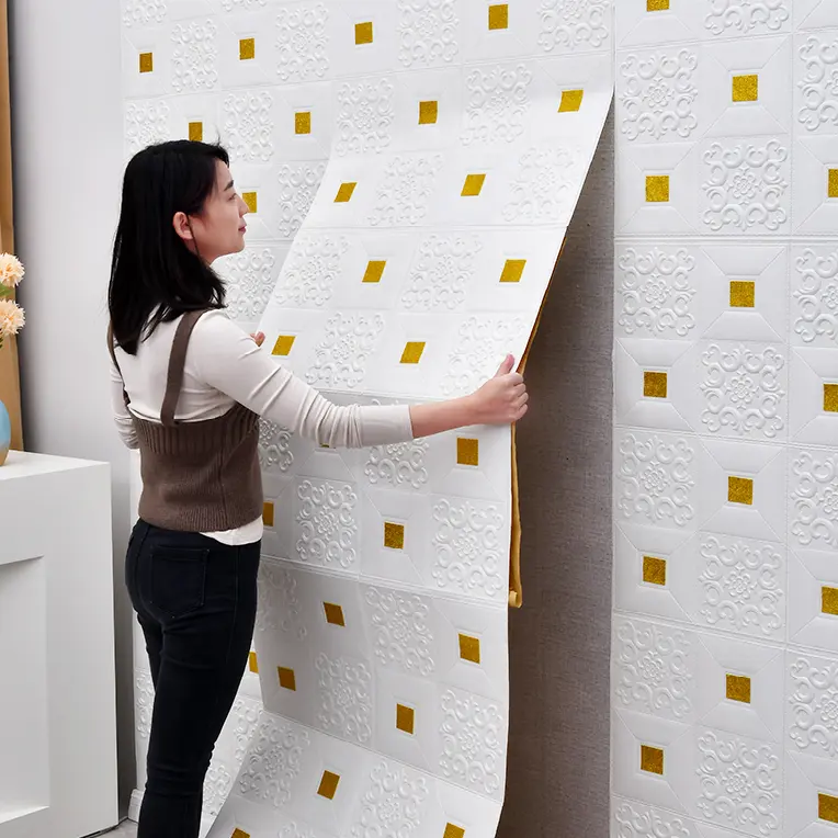 Papel de espuma de diseño 3D XPE, paneles de pared impermeables, pegatina de pared, papel tapiz de espuma de ladrillo para revestimiento de pared, nuevo estilo