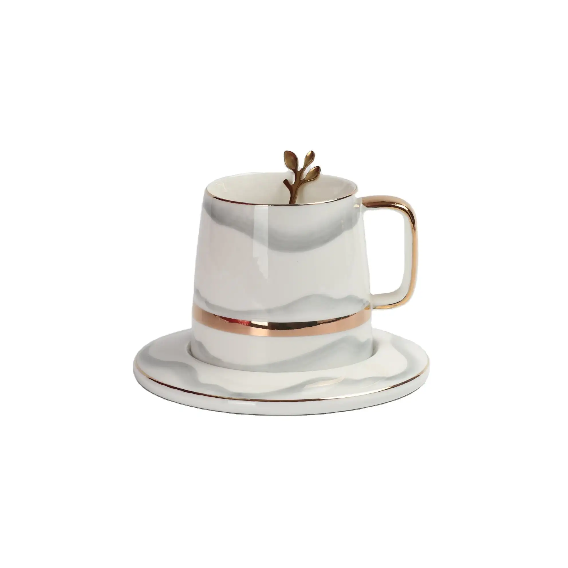 Nouveau créatif nordique unique fantaisie logo personnalisé style maison rétro élégant tasses à café en céramique et soucoupes ensembles