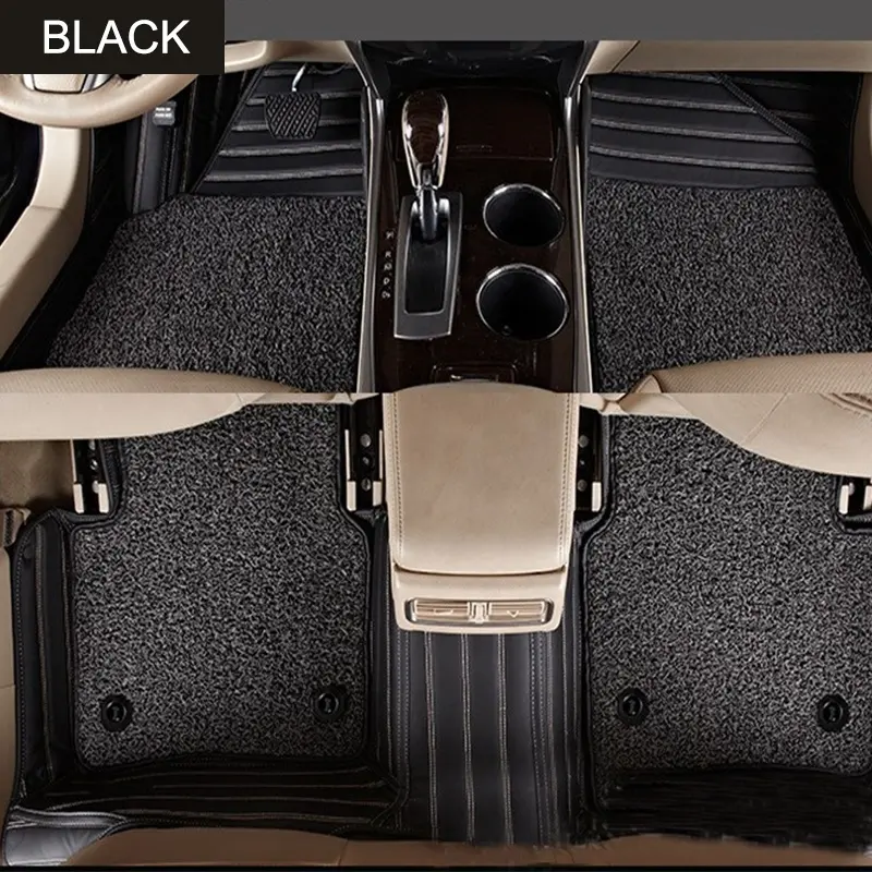 Alfombrillas para el suelo de la parte delantera y trasera del coche, accesorio de PVC negro, personalizado, con gancho, 3 unidades