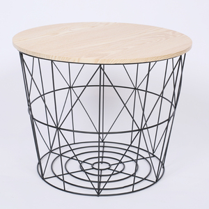 <strong>Set</strong> of 2 Iron <strong>MDF</strong> Metal Wire Round Coffee <strong>Table</strong> <strong>Set</strong> Living Room <strong>Table</strong> - Product Image 3
