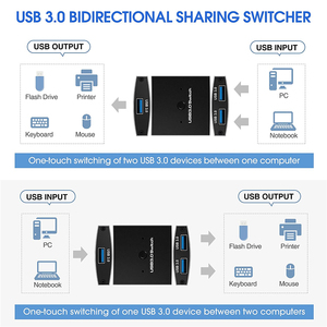 USB3.0开关选择器KVM切换器5gbps 2进1出USB开关USB 3.0双向分享器，用于打印机键盘鼠标共享 - Product Image 5