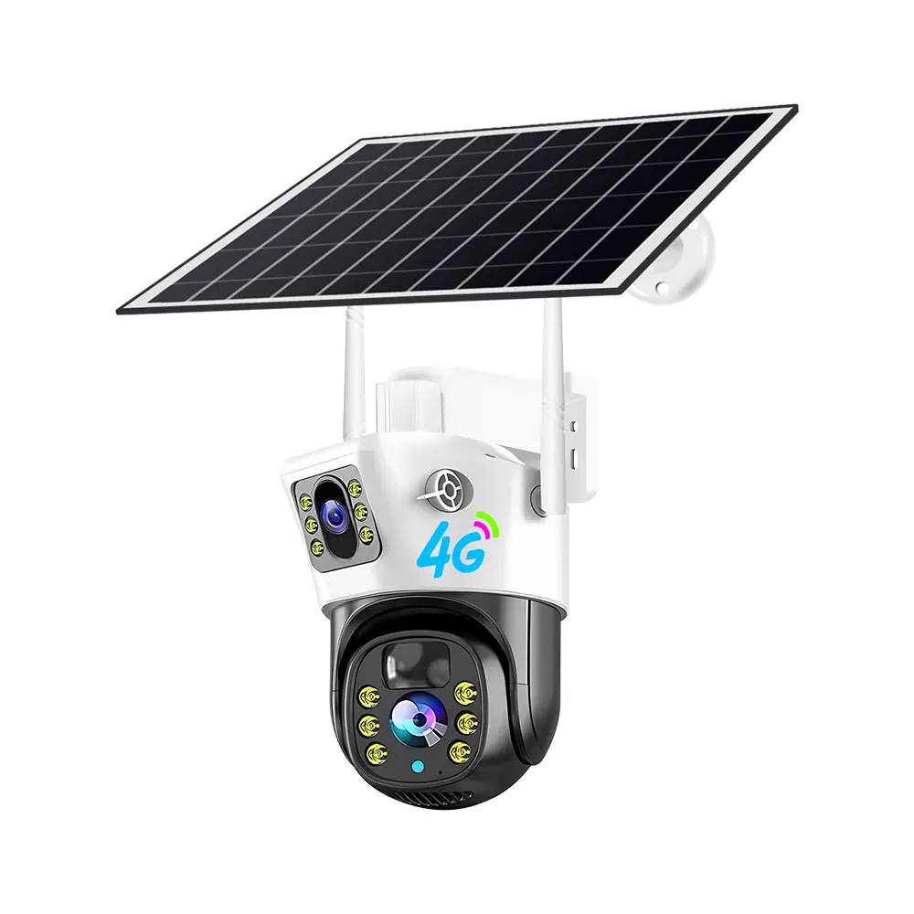 4G Sim Thẻ 5MP Ip camera wifi panel năng lượng mặt trời Pin an ninh máy ảnh ngoài trời không thấm nước PTZ CCTV Ống kính kép mạng Máy ảnh