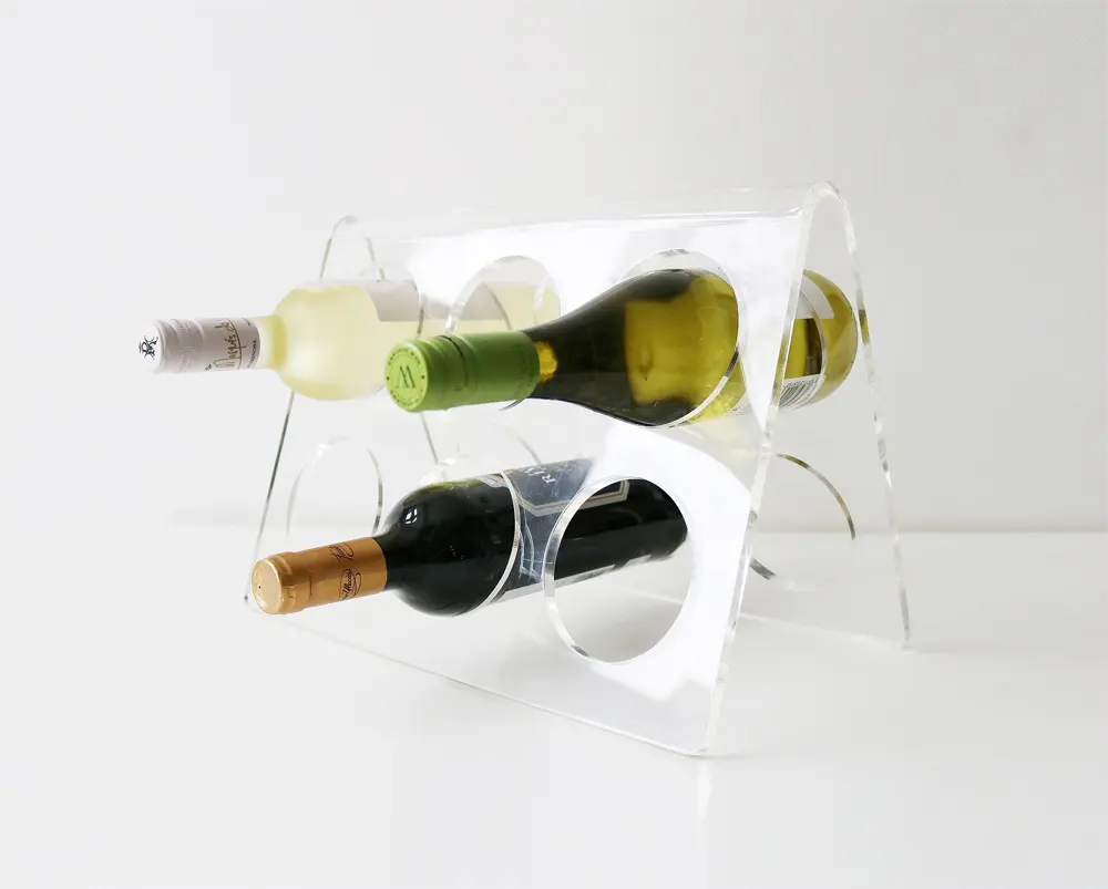 Estante 6 botellas de vino de Lucite Premium Estante de vino de acrílico transparente