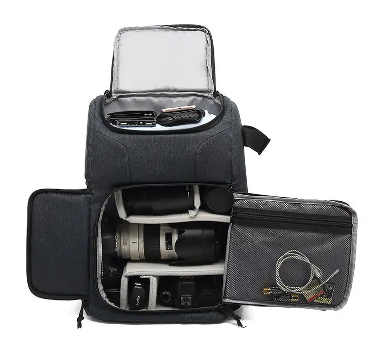Mochila para câmera à prova de choque, mochila para fotografia de viagem à prova d'água, bolsa para câmera DSLR com bolso para laptop de 15 polegadas e suporte para tripé
