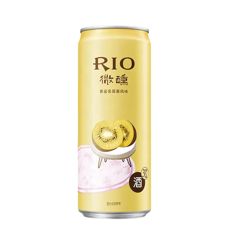 Custom cheap reusable Alc.3%Vol 330ml Rio Micro Drink Xiaomei Series Gold Pack Kiwi flavored cocktail Aluminum can