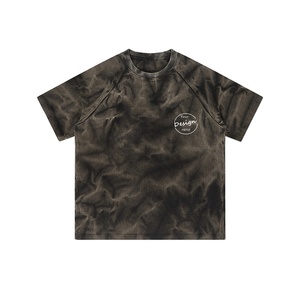 Summer Streetwear T-Shirs O-neck Oversized Embroidery T Shirt Unisex High Quality Raglan Sleeve Tie Dye T Shirt - Product Image 5