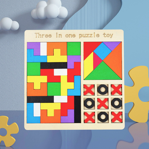 ออกแบบใหม่เด็กก่อนวัยเรียนไม้ 3 ใน 1 ปริศนาบล็อกความรู้ความเข้าใจเกม Montessori การศึกษา Tangram ของเล่นสําหรับเด็กวัยหัดเดิน - Product Image 5