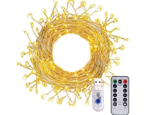Cadena de luces de petardo LED con energía solar operada por USB inastillable para iluminación exterior de valla de árbol - Product Image 1