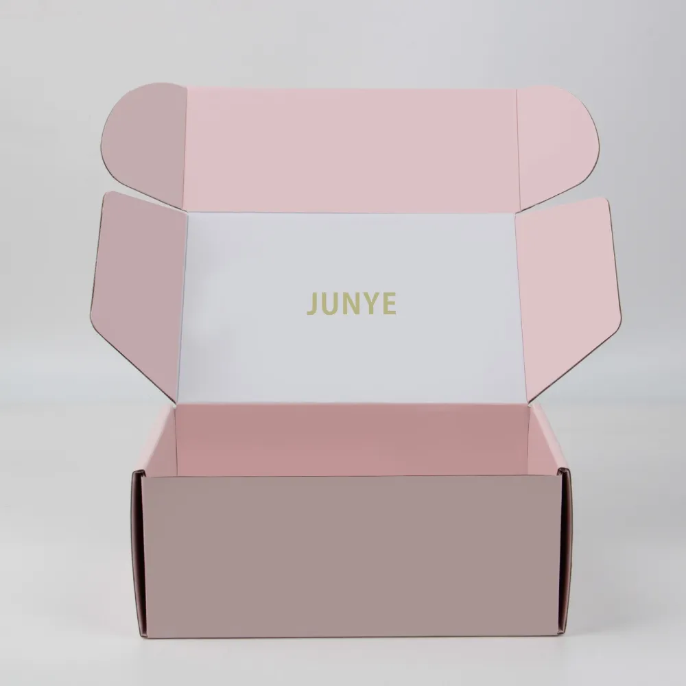eco friendly pink cardboard mail box shipping custom logo luxury small pink corrugated shipping box