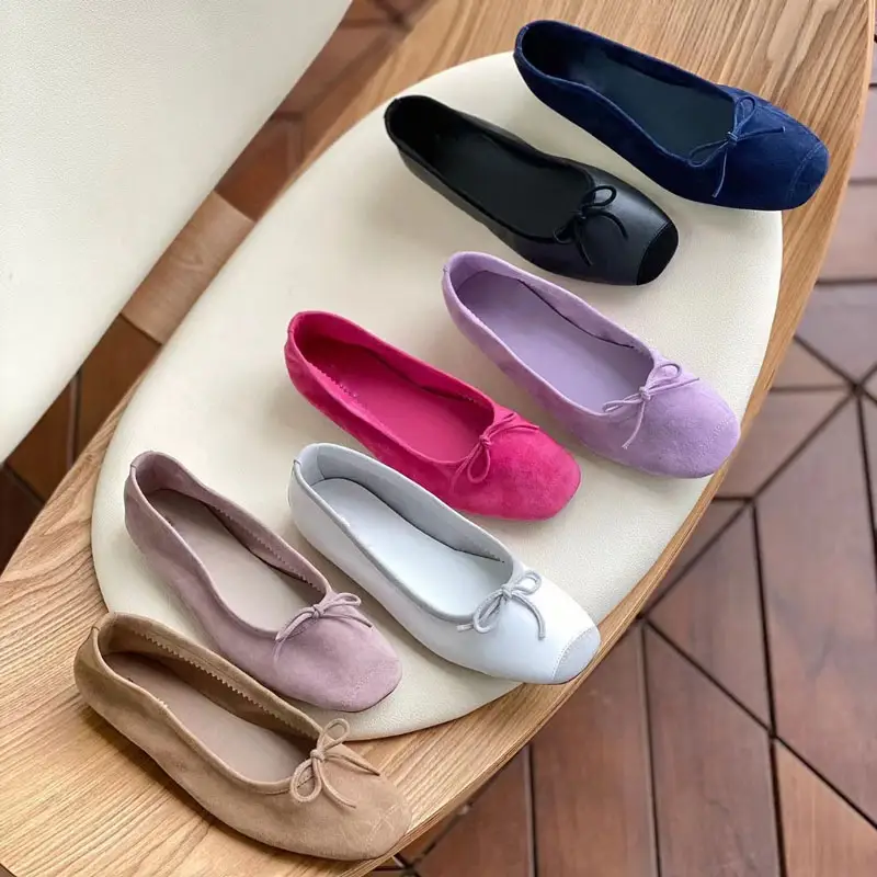 Mocasines de alta calidad para mujer, zapatos de cuero, zapatos de Ballet de baile para chica a la moda, zapatos planos para caminar, zapatos de conducción para mujer