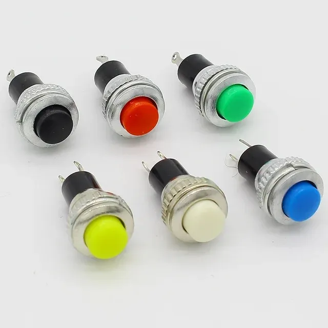 Noir/Vert/Jaune/Bleu/Blanc/Rouge OFF-Momentané ON 0.5A 250VAC Télécommande Interrupteurs à bouton-poussoir 10mm