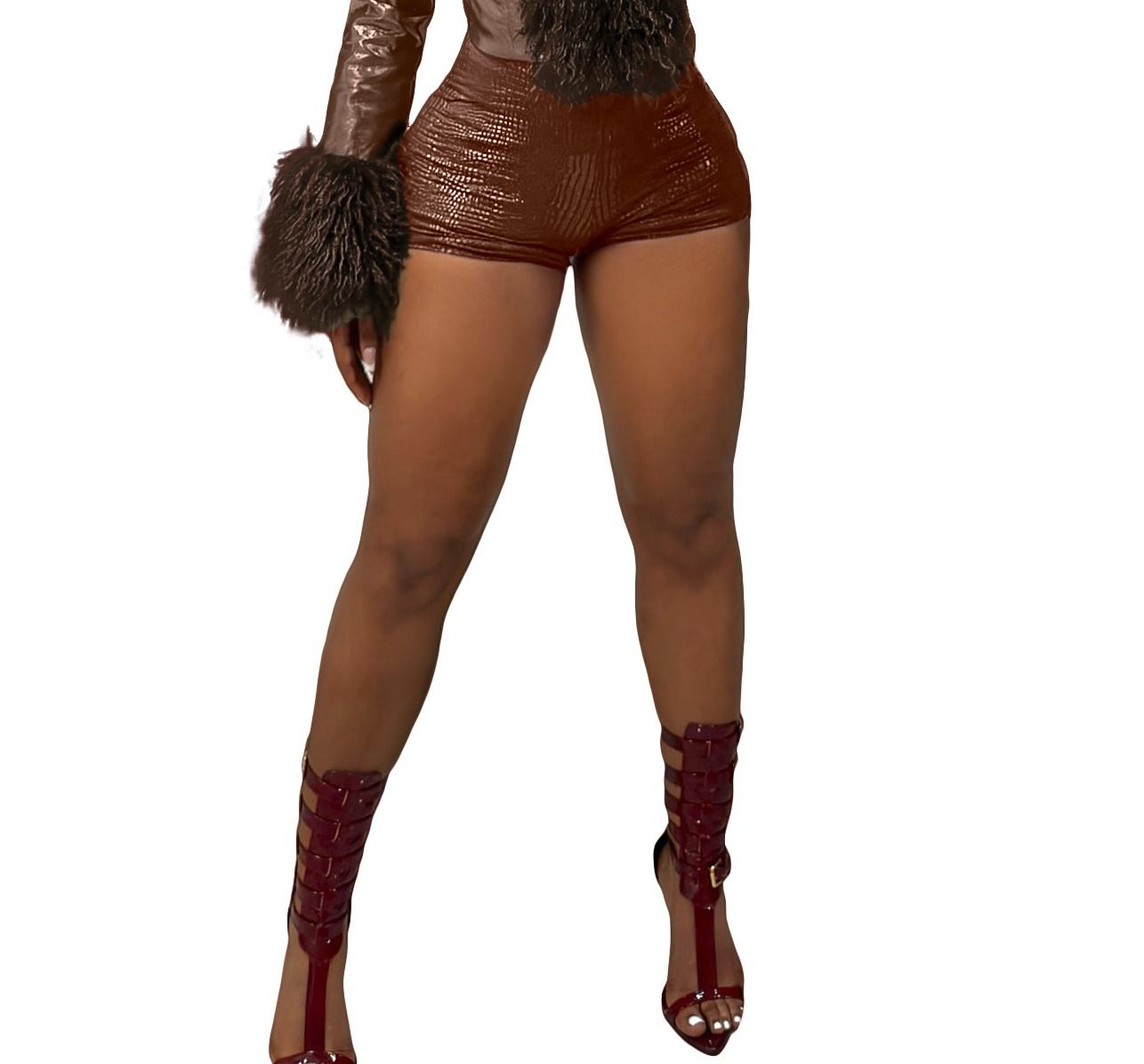 Z0122PT02 กางเกงขาสั้นสีน้ำตาล