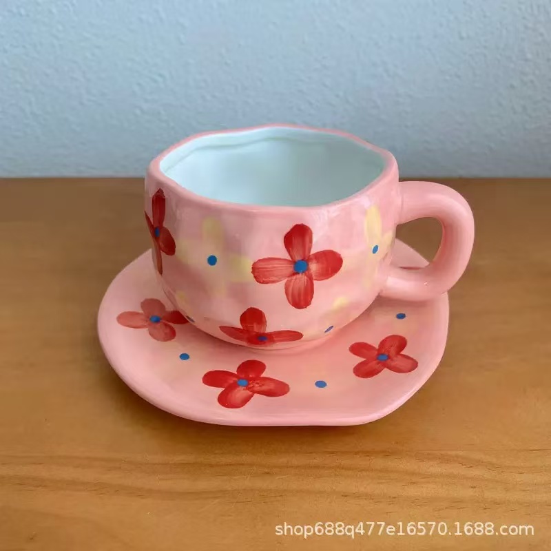 Base rose et fleur rouge