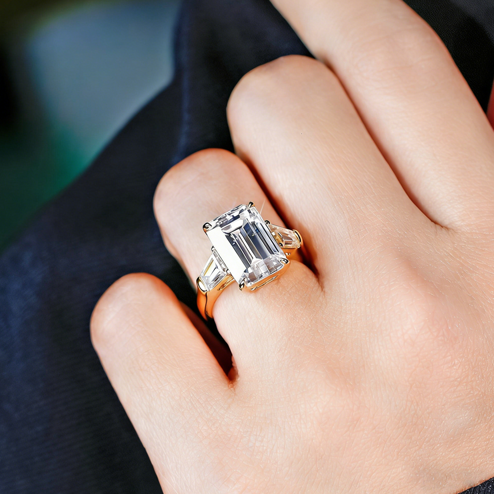 three stone emerald cut