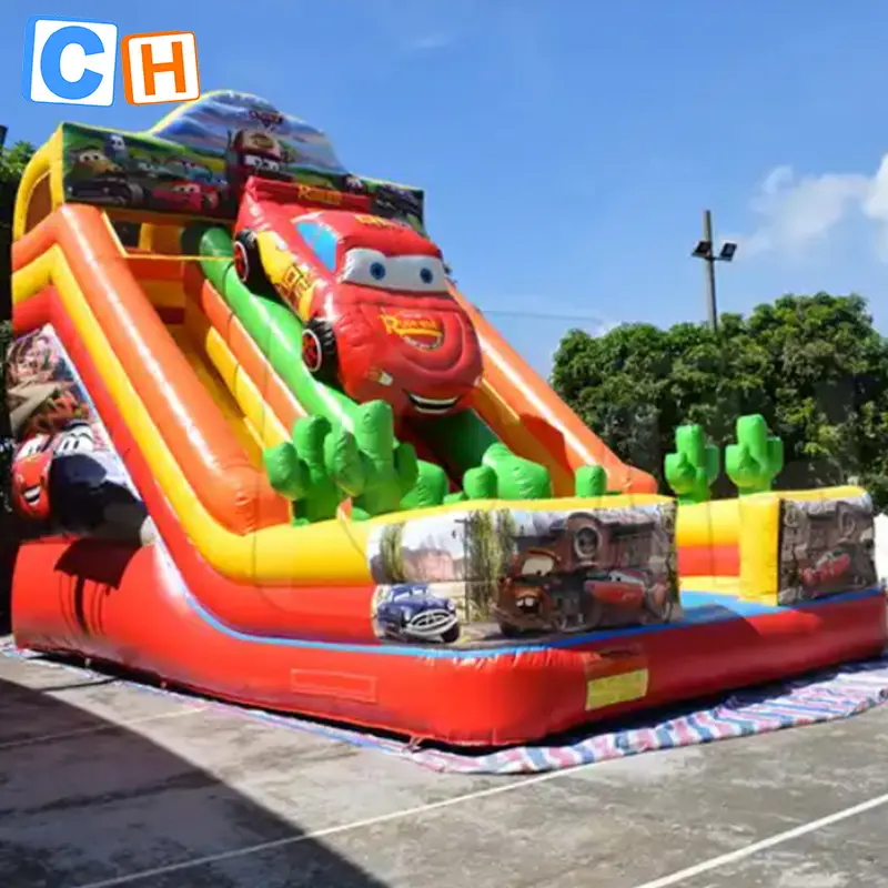 CH alta calidad grande hinchable toboganes secos rebote coche patio grande comercial niños toboganes inflables para la venta