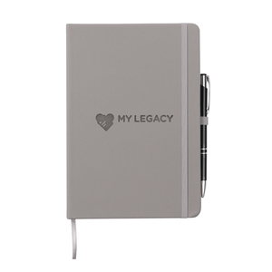 RTS A5 in pelle pu notebook grigio chiaro con anello penna e fascia elastica - Product Image 1