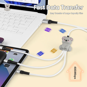 Australia Popular Cute Koala Shape 6 in 1 60W Super Fast Charging Cord Dual <strong>Input</strong> Type C to Type C Mutli USB <strong>Data</strong> Cable - Product Image 5