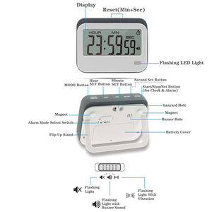 J & R Mini Modern dikdörtgen 24 saat büyük LCD ekran dur İzle dilsiz seçeneği mutfak çalışma pişirme geri sayım sayacı elektronik - Product Image 4