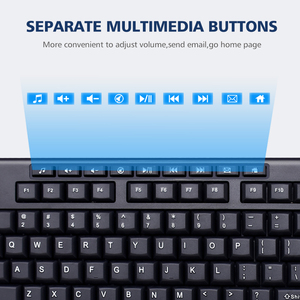 Teclado Qwerty Azerty para ordenador, Teclado negro con cable Usb para Pc