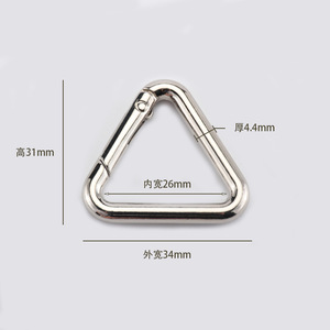 三角登山扣钥匙扣，带弹簧扣金属环袋夹挂钩 - Product Image 3