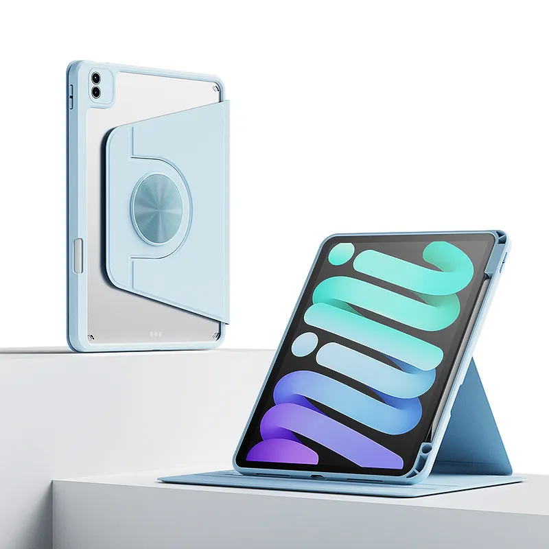 Penjualan laris casing putar PU profesional pengiriman cepat casing pelindung abu-abu 11 inci putar untuk iPad