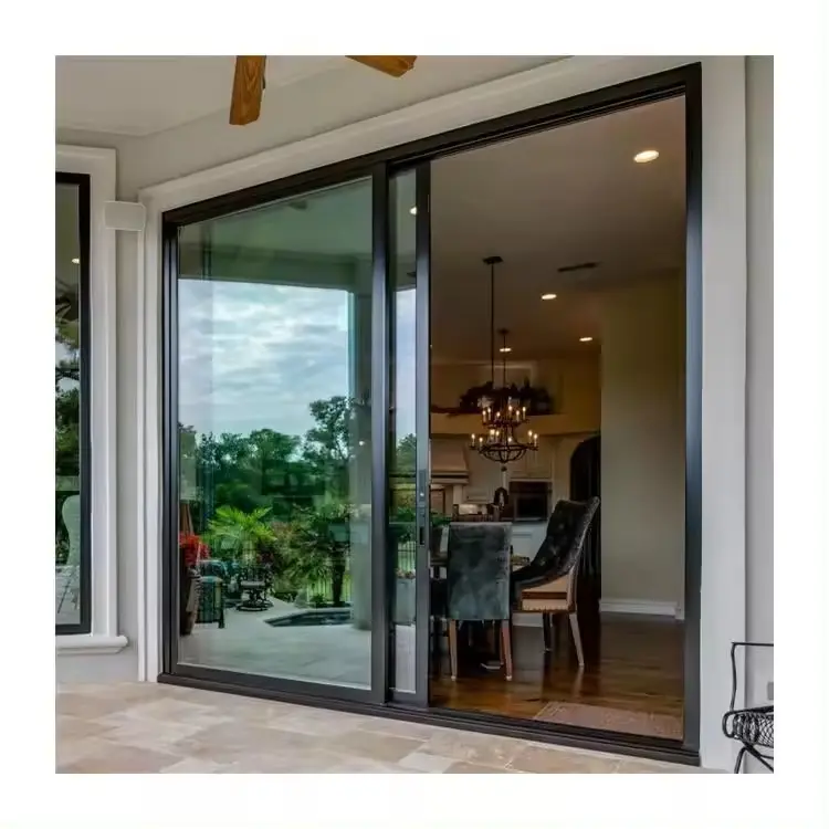 Hurricane Impact design house villa exterior hurricane proof metal frame aluminium profile triple glass sliding door