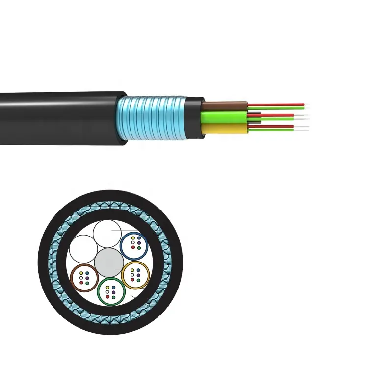 Câble optique de Fiber de GYXTW Extérieur 2 4 6 8 12 24 48 64 144 Fiber Optique Monomode Direct buial câble avec L'UIT standard