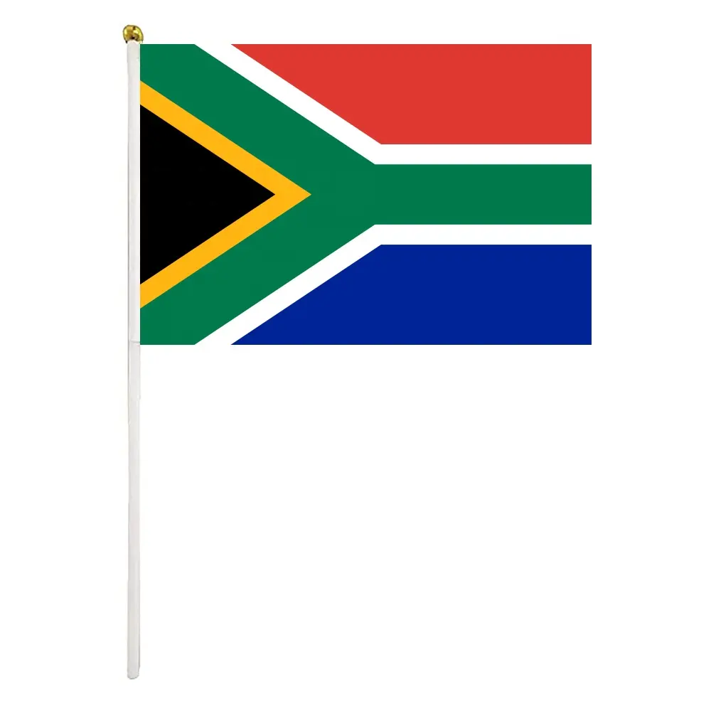 Hot sales 8''x12'' South Africa football fan waving hand flags with wooden pole