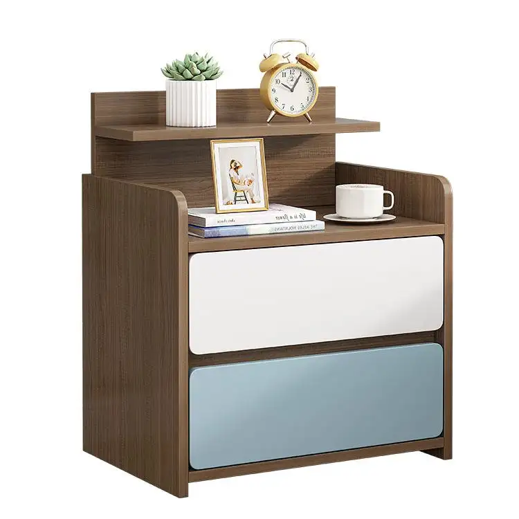 Haohe OEM Bedside Table with 2 Drawer Wood Panel Night Stand with Storage End Table Nightstands for Bedroom Room